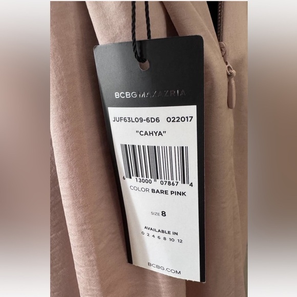 New BCBG MAXAZRIA Dress 8 Cahya Ruffle Fringe Satin Pink Party Evening Wedding - Picture 9 of 11